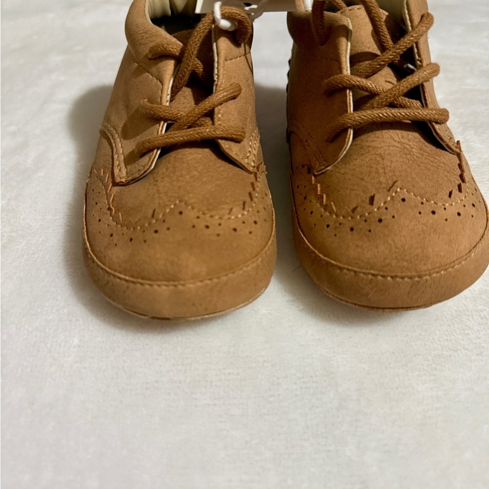 Janie and Jack Tan Baby Walker Booties with Suede Finish